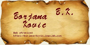 Borjana Ković vizit kartica